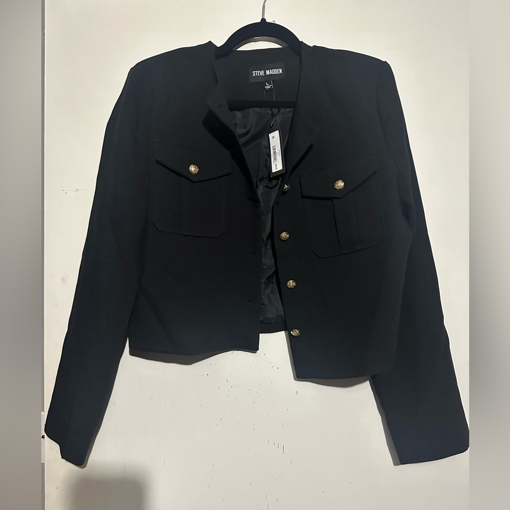 Steve Madden Black Blazer with Gold Buttons